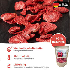 '- 150 g Fraises lyophilisées 100% naturelles et pures - Fraises séchées tranchées - Fruits secs lyophilisés sans sucre ajouté - Chips de fraises non sucrées Produits déshydratés Naty Shop