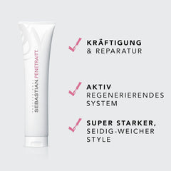 SEBASTIAN PROFESSIONAL PENETRAITT - Masque capillaire réparateur régénère les cheveux abîmés (150 ml) - soin en profondeur pour cheveux abîmés et décolorés - répare et renforce Masque Capillaire Naty Shop