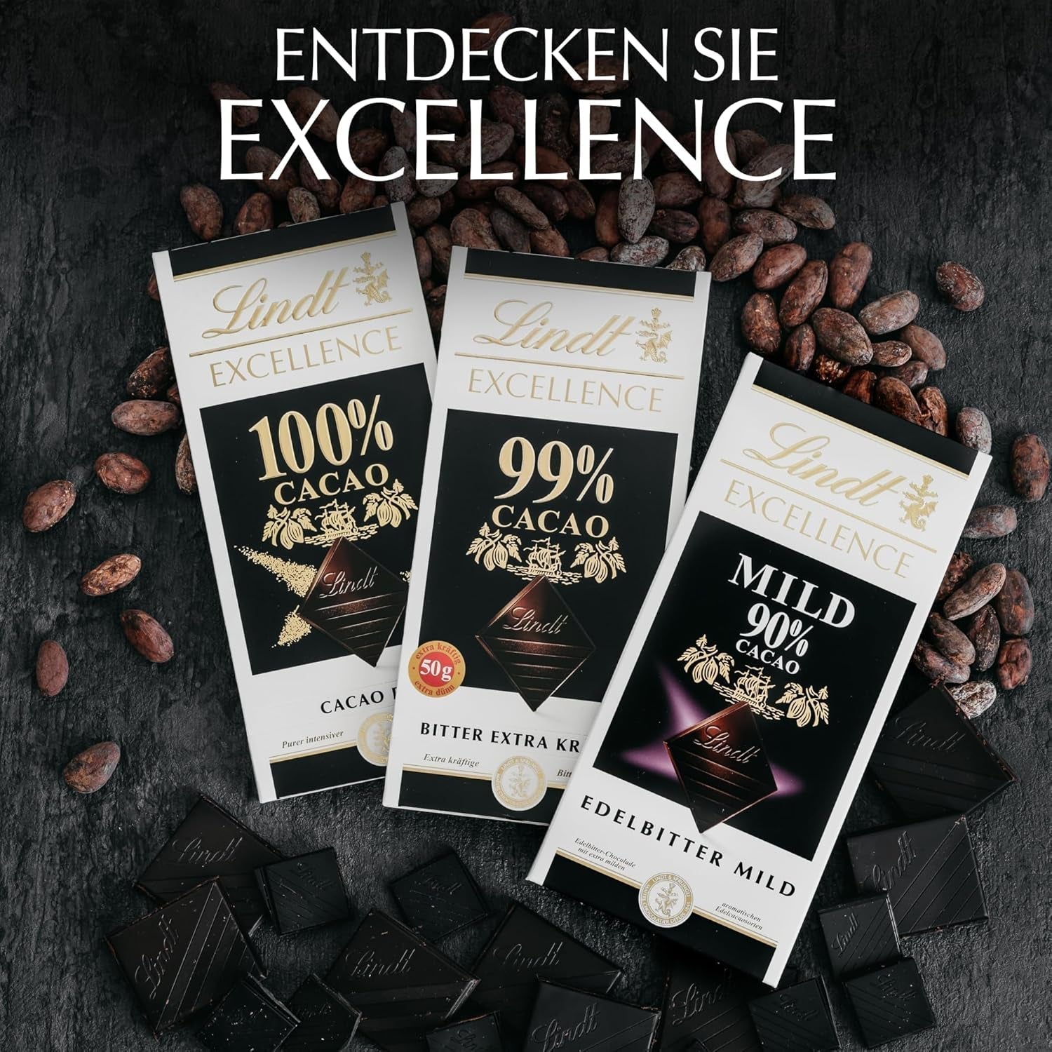 Lindt EXCELLENCE 99% Kakao - Edelbitter-Schokolade | 50 G Tafel | Extra Kräftige Bitter-Schokolade | Intensiver Kakao-Geschmack | Dunkle Schokolade | Vegane Schokolade | Schokoladengeschenk Naty Shop