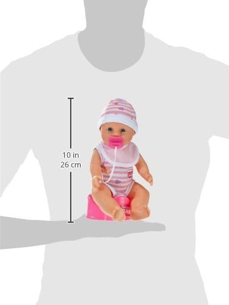 Simba 105037800 - New Born Babyset, 2-fach sortiert, es wird nur ein Artikel geliefert, Vollvinylpuppe mit Trink- und Nässfunktion, Schnuller, Flasche, Topf und Lätzchen, 30cm, ab 3 Jahren