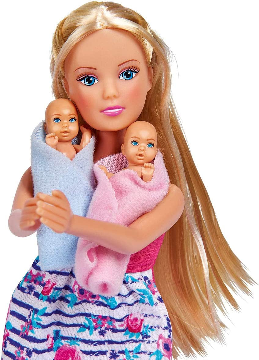 Simba 105733333 - Steffi Love Welcome Twins, Poupée enceinte, Avec des jumeaux, Avec table à langer et baignoire, Accessoire, Poupée à habiller, 29Cm, Pour les enfants à partir de 3 ans Poupées Naty Shop