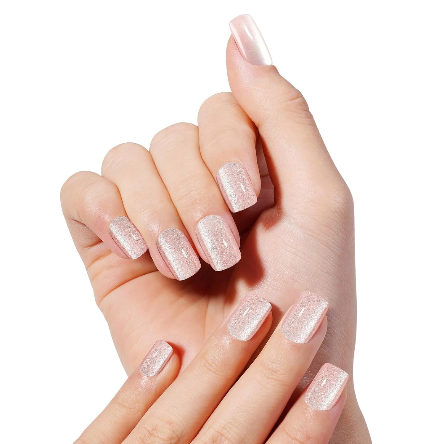 Kiiwah 48 pièces ongles carrés courts ongles artificiels roses colle sur bouts d'ongles courts faux ongles