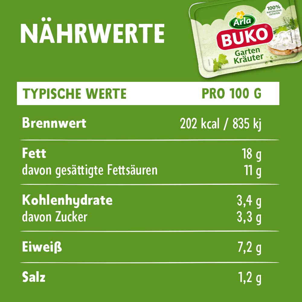 Gartenkräuter Frischkäse | 10x 200g | Ingrédients 100% naturels Ohne Konservierungsstoffe, épaississants et Gesmackverstärker