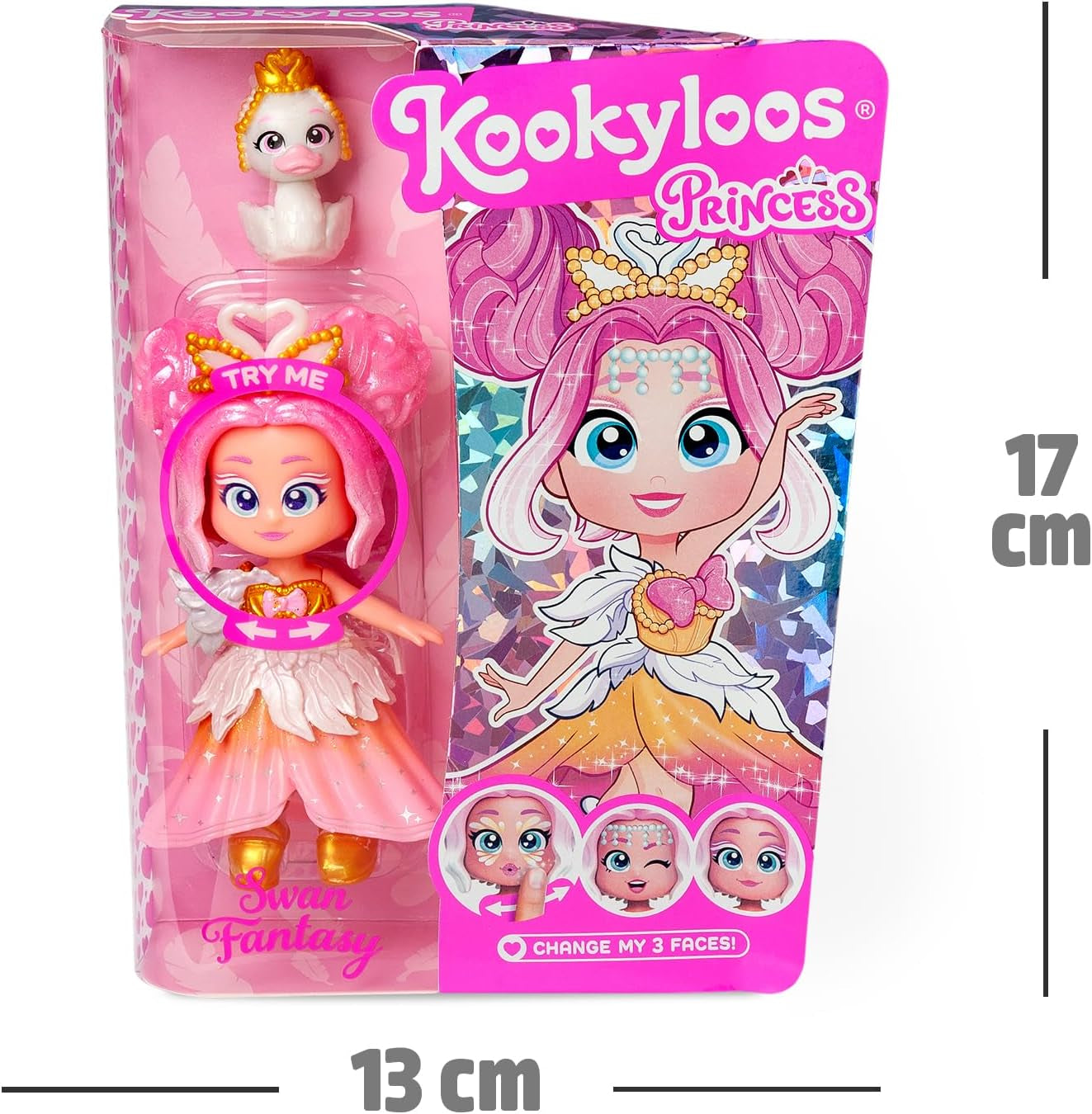 Serie Princess, Swan Fantasy – Sammelpuppe aus der Princess-Serie. Enthält Puppe, Set aus Kleidung und Schuhen mit Prinzessinnen-Thema, Zubehör und Haustier. 1 Puppe, 3 Verschiedene
