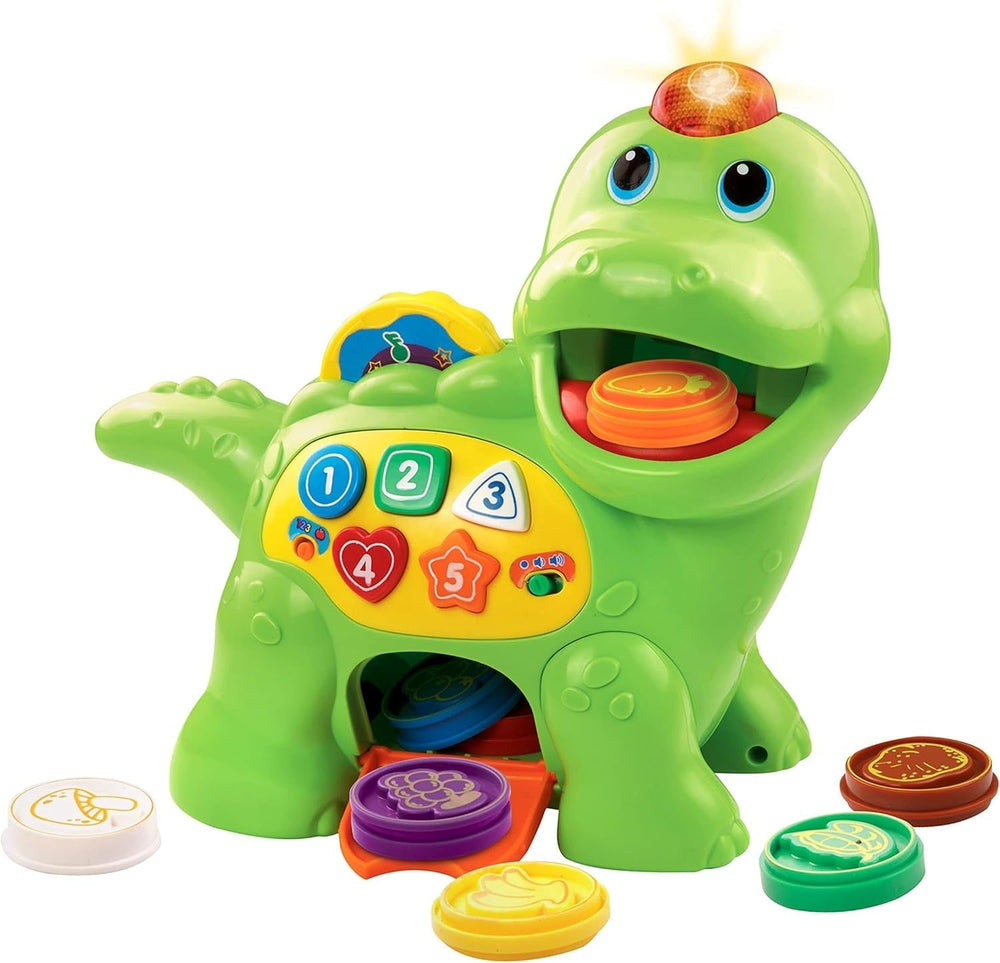 Vtech Baby Feed Me Dino - Nourrir et apprendre le dinosaure parlant avec des chansons, des boutons et un jeu de questions - Pour 12 à 36 mois Jouets pour bébé Naty Shop Single