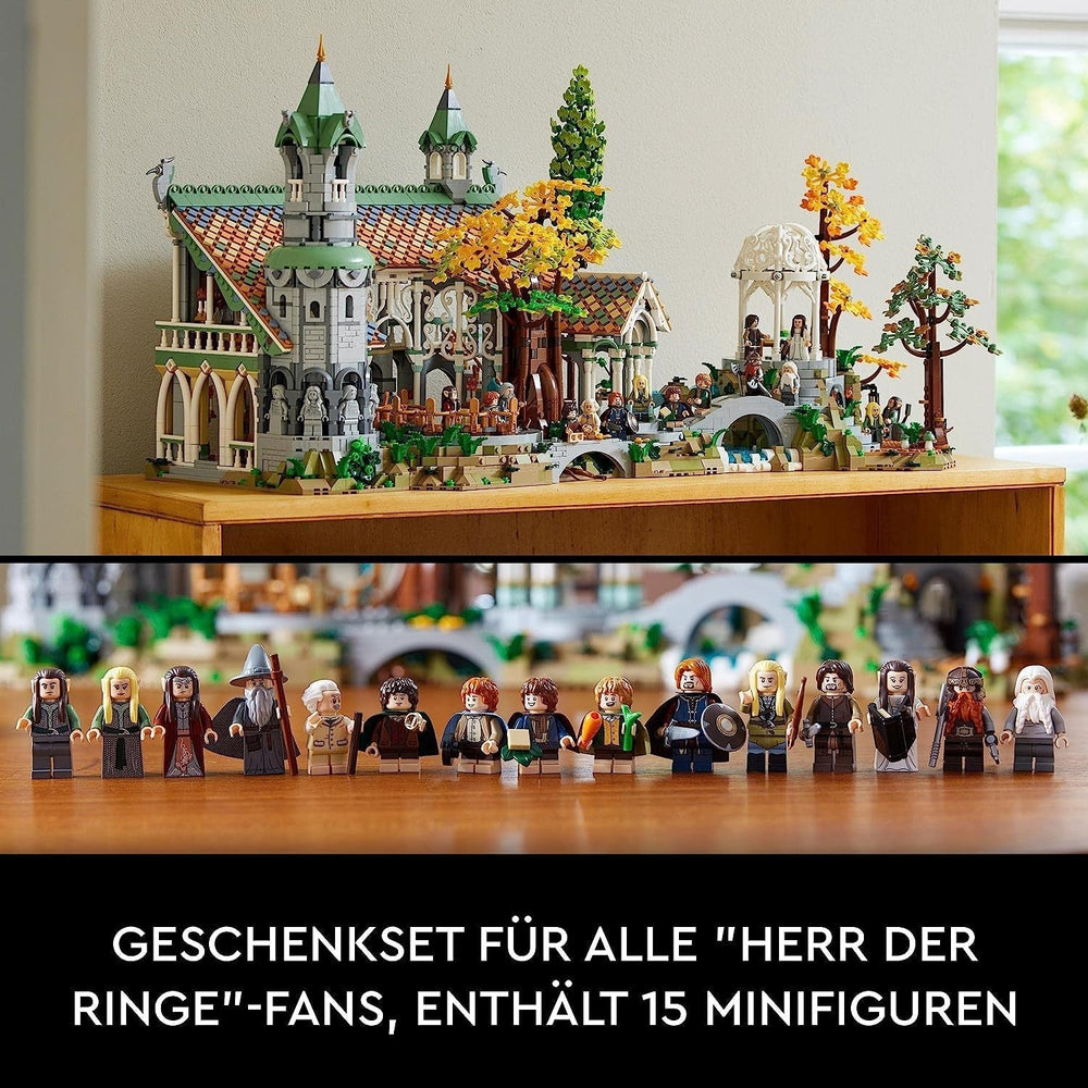 LEGO Icons Le Seigneur des Anneaux : Rivendell - Ensemble de collection et de présentation pour adultes avec 15 figurines uniques dont Gandalf, Legolas, Aragorn et Frodon, exclusivement sur Amazon - 10316 Jeux de construction Besuche den LEGO-Store