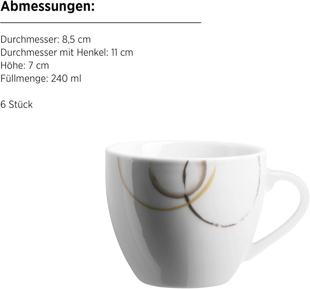 MÄSER Nela service de table combiné, série 30 pièces, service de table carré pour 6 personnes, blanc/marron