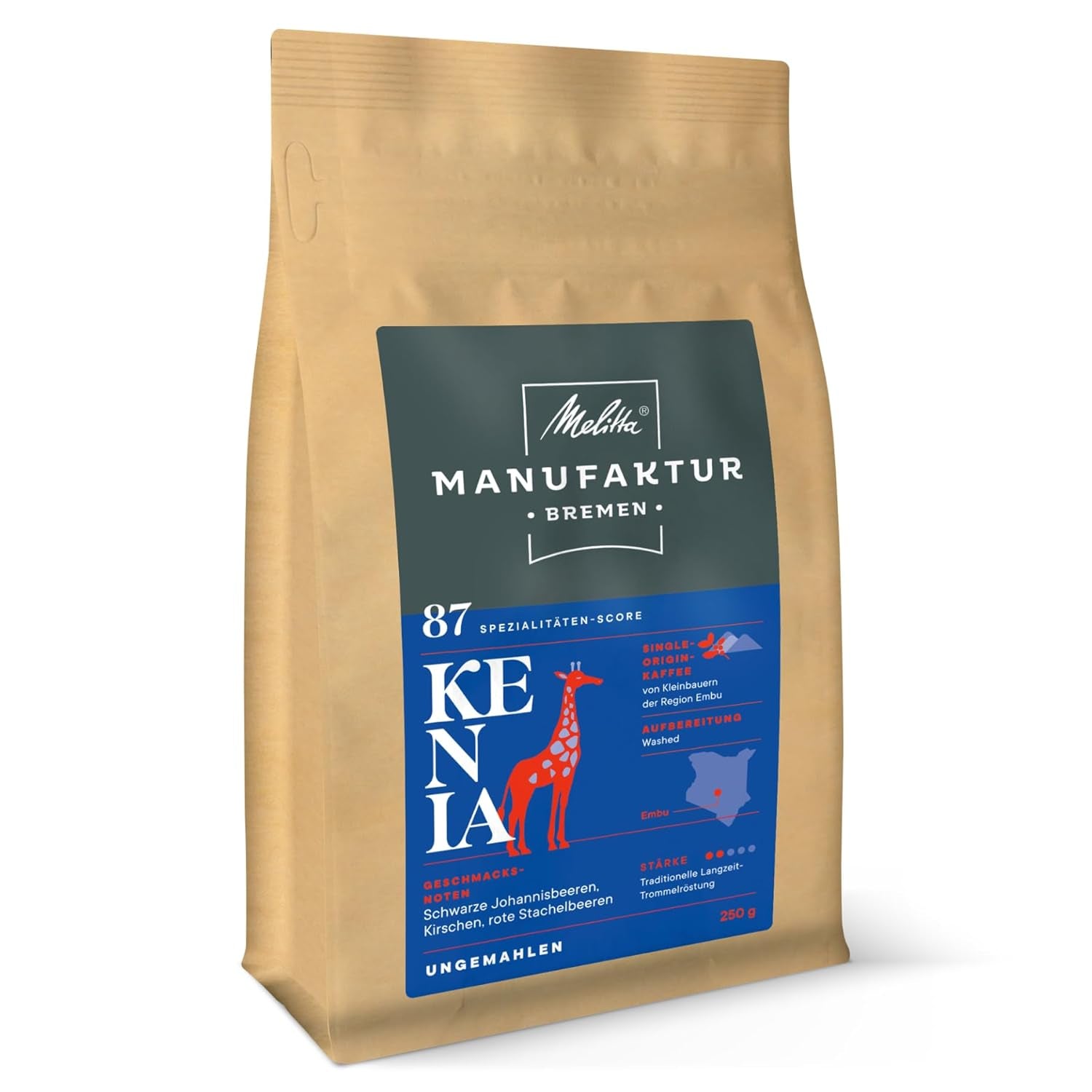 Melitta Manufaktur-Kaffee Miel de Guatemala, café de spécialité, 250 g, grains de café entiers, non moulu, café d'origine unique, torréfaction délicate au tambour, torréfié en Allemagne, force 3 Naty Shop Coffee 250 grammes de grains entiers du Kenya