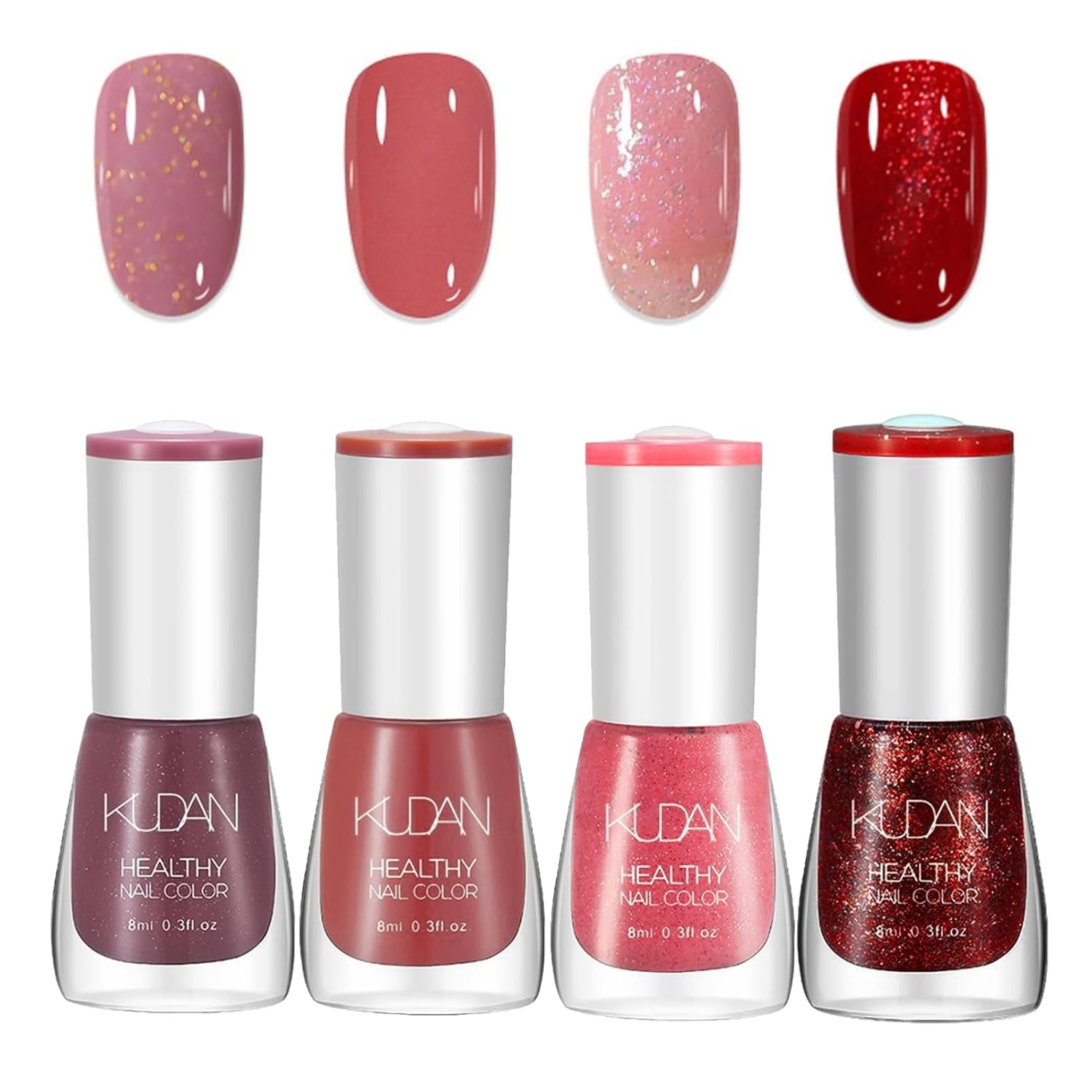 Ensemble de 4 vernis à ongles – Vernis à ongles à base d'eau à séchage rapide et longue durée – Vernis à ongles DIY (Nude Normal Style 4 Piece Set)