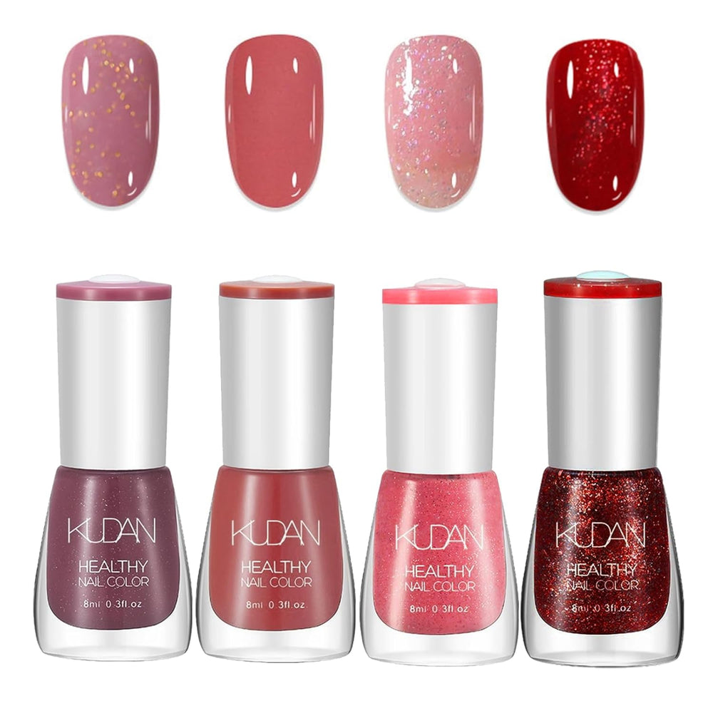 Ensemble de 4 vernis à ongles – Vernis à ongles à base d'eau à séchage rapide et longue durée – Vernis à ongles DIY (Nude Normal Style 4 Piece Set)