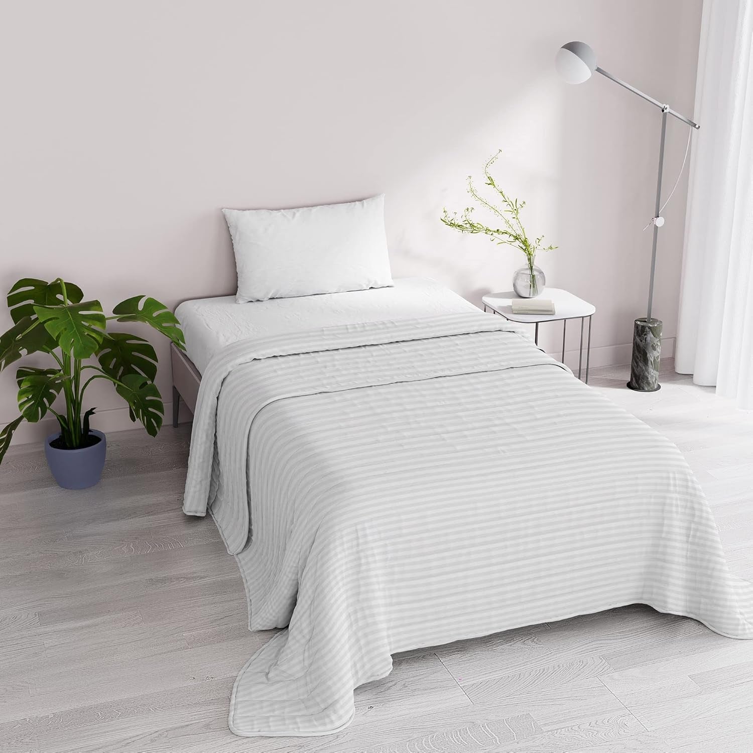 Couette d'été Rayures Satin, polyester, crème, 260X250 Cm Couettes et couettes Naty Shop Blanc 170X250 Cm