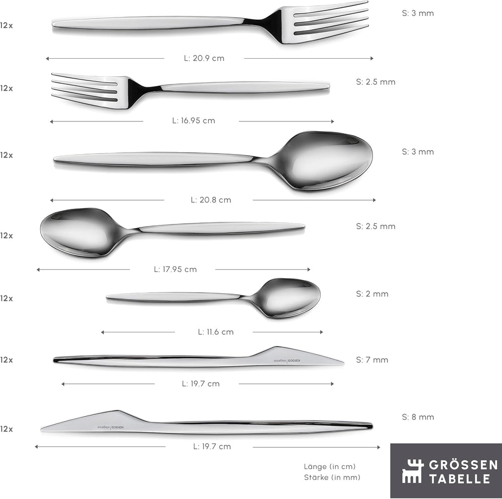 Karaca Thor Couverts 84 pièces avec boîte, acier inoxydable dans une élégante boîte Cuisine Naty Shop