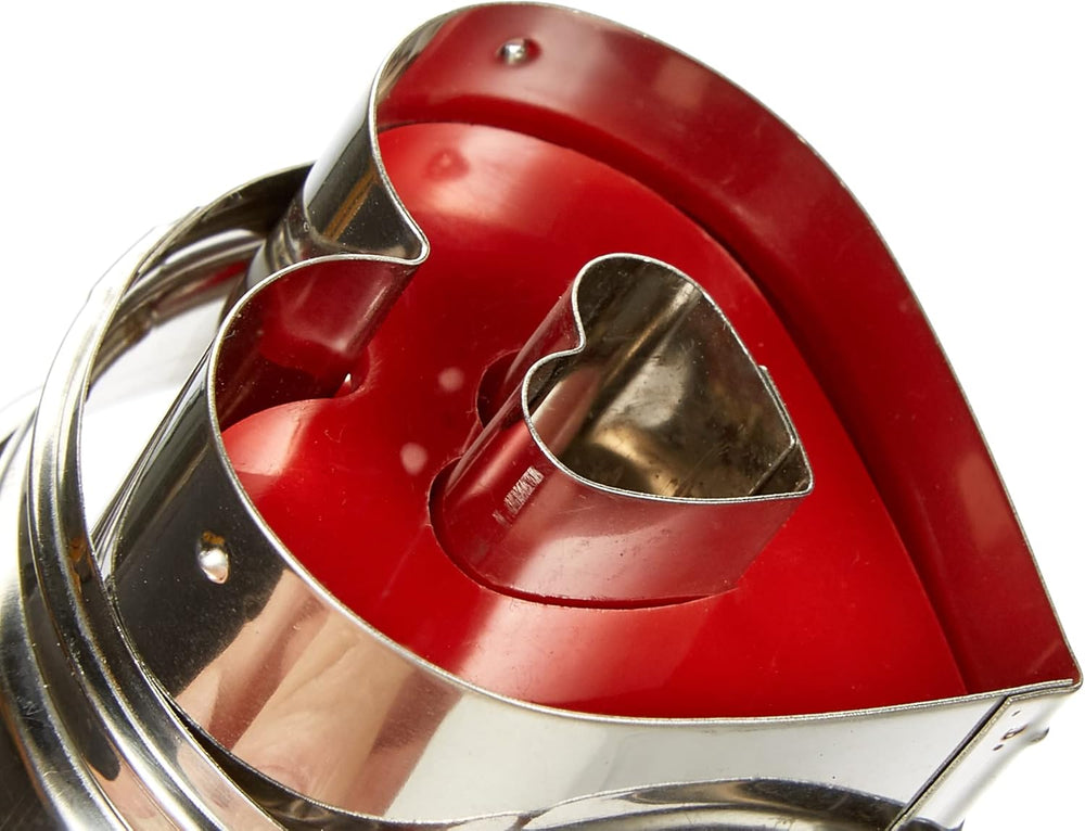 Städter 966353 Emporte-pièce éjecteur, forme cœur, acier inoxydable, diamètre 4,8 cm, argent/rouge, 4,8 x 4,8 x 4,8 cm