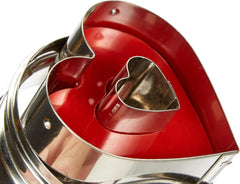 Städter 966353 Emporte-pièce éjecteur, forme cœur, acier inoxydable, diamètre 4,8 cm, argent/rouge, 4,8 x 4,8 x 4,8 cm