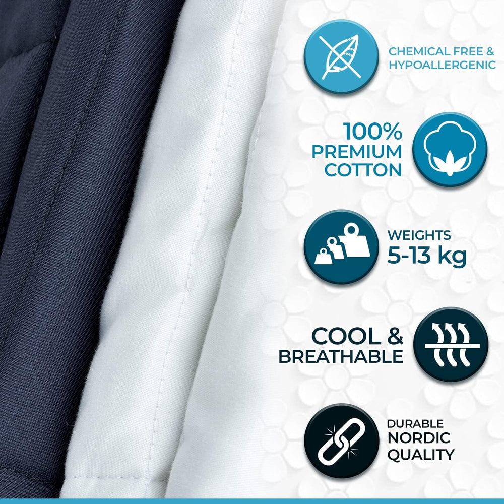 Couverture lestée pour adultes 150 X 200 Cm, 7Kg - Couverture lestée pour sommeil profond, couverture lourde, couverture thérapeutique en 100% coton, couverture relaxante Oeko-Tex® 100 Couette Standard Lits et Couvertures Nuit Polaire