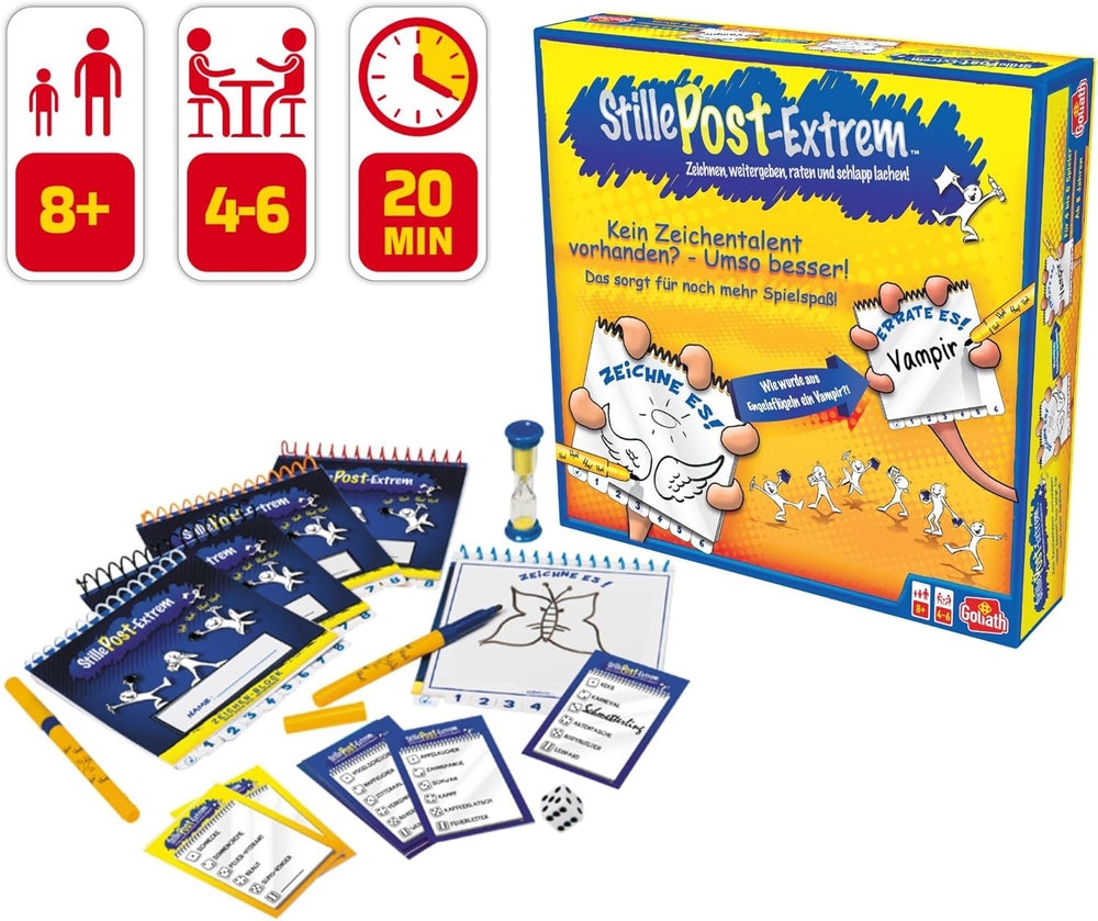 Goliath, Extreme MAIL, un jeu d'ambiance pour adultes et enfants à partir de 8 ans, un jeu de dessin amusant et rapide pour la famille ou les amis, jeux de société, 4 à 6 joueurs, 20 minutes