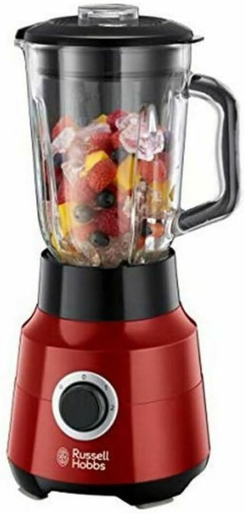 Russell Hobbs Batteur sur socle [1,5 L Glasbehälter] Desire Rot (Moteur Starker 0,9 PS, Fonction Impulsion/Ice-Crush, Edelstahlmesser, Mélangeur sans BPA, Elektrischer Zerkleinerer, Smoothie-Maker) 24720-56 Mother and Child Naty Shop Batteur sur socle en verre