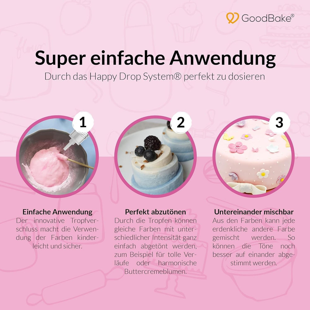 Colorant alimentaire lilas pastel Goodbake (11 ml) - Colorant alimentaire à haute dose - Pour colorer les gâteaux, fondants, crème au beurre, macarons, boissons, slime et bien d'autres articles. 100% végétalien