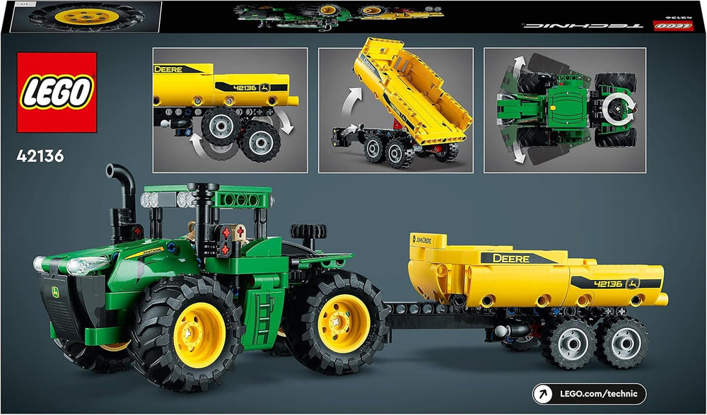 LEGO Technic John Deere 9620R Tracteur 4 roues motrices avec remorque à benne basculante Jouet agricole classique pour enfants garçons et filles de 8 ans Kit de modèle à collectionner 42136 Ensembles de construction Besuche an LEGO-Store
