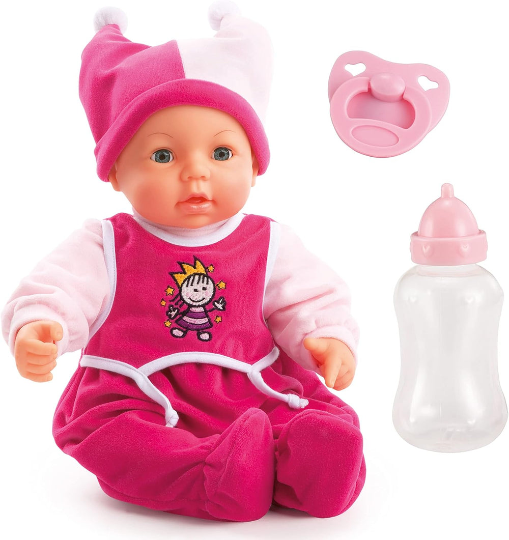 Funktionspuppe Hello Baby mit Geräuschen, bewegt den Mund, poupée interactive, Babypuppe, avec accessoires, 46 cm, rose