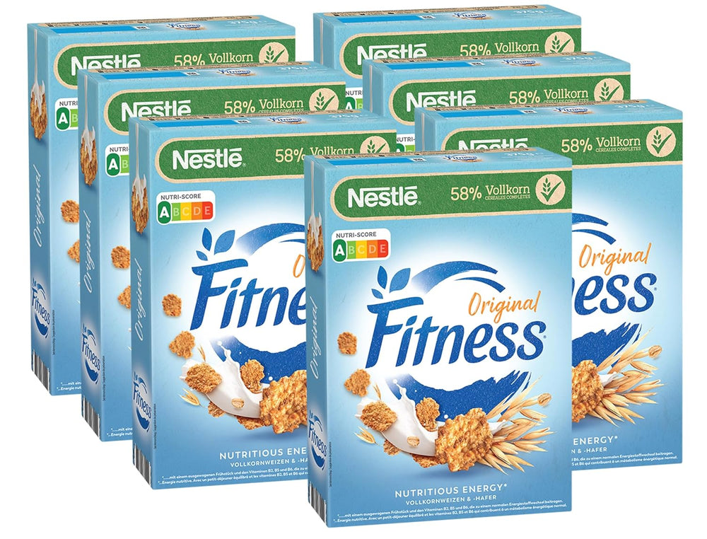 Nestlé Fitness Céréales pour petit-déjeuner à base de 57 % de grains entiers, moins de sucre, céréales pour petit-déjeuner avec vitamines B2, B6, calcium et fer, paquet de 7 (7 x 375 g)
