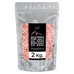 Bembo Himalayan Salz Rosa grob 2 kg – Naturbelassenes Kristallsalz und Steinsalz aus Pakistan (Khewra Salzmine) – Reines Speisesalz für die Mühle – Ohne Zusätze, ohne Rieselhilfe, non raffiné.