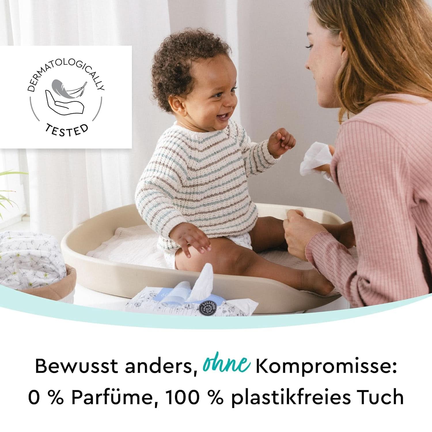 LILLYDOO Baby Feuchttücher Mit 99% Wasser, 10 X 15 Stück (150 Feuchttücher), 100% Plastikfreies Tuch, Ohne Parfüme & Mild Wie Watte Und Wasser (FSC Mix) Lingettes humides pour bébé Naty Shop