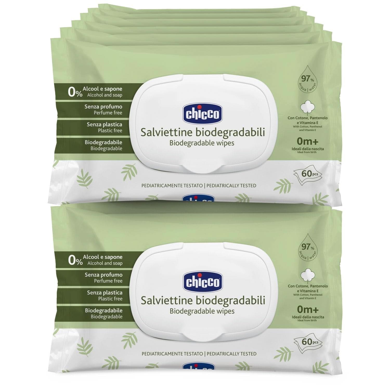 Chicco Lingettes nettoyantes multifonctions pour nouveau-né, sans alcool, parfumées, adaptées aux peaux sensibles Lingettes humides pour bébé Naty Shop 12 x 72 lingettes recyclables