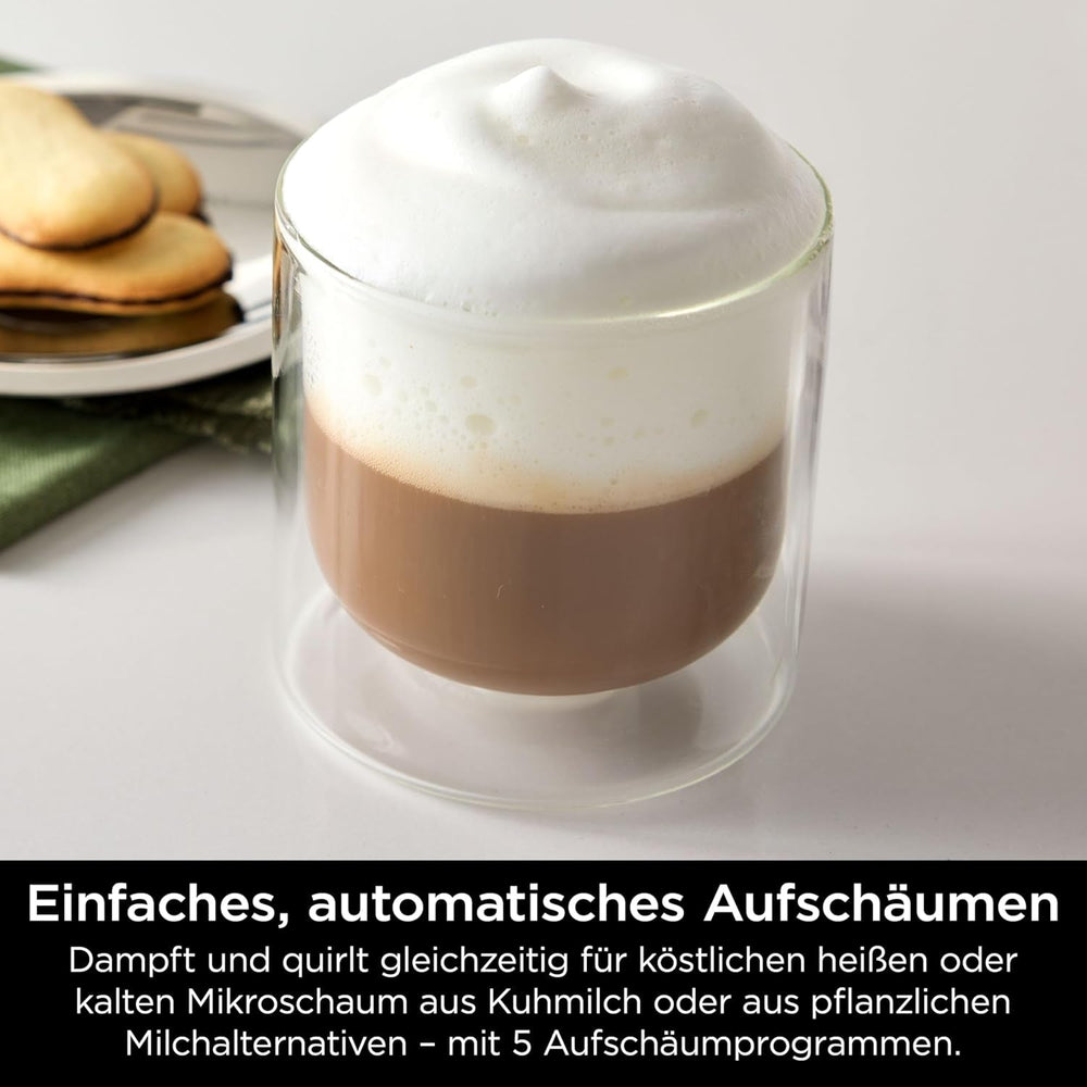 Ninja Luxe Pro Cafetière 3 en 1 avec moulin et mousseur pour latte, cappuccino, infusion à froid et expresso, facile à utiliser, 5 préréglages de mousseur, argent, ES701EU