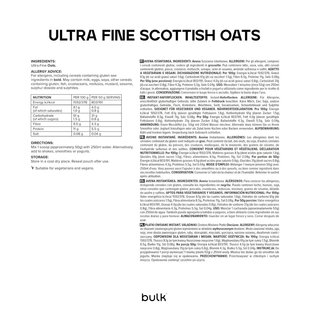 Gruau finement moulu, en vrac, 2,5 kg, 50 portions, l'emballage peut varier