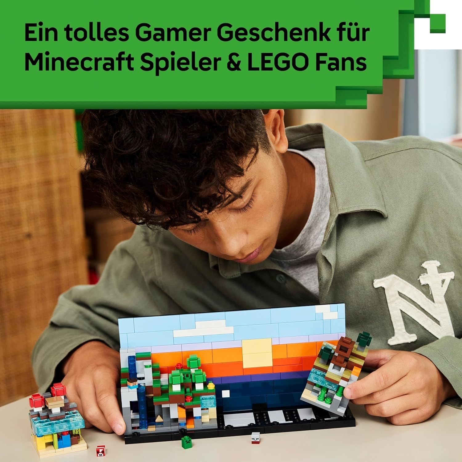 LEGO Minecraft Mini-Biome - DIY Deko Set - 3D Puzzle mit 5 Mikrofiguren - Kreatives Spielset zum Bauen und Sammeln - Gamer Geschenk für Jungen, Mädchen und Teenager ab 12 Jahren - 21589