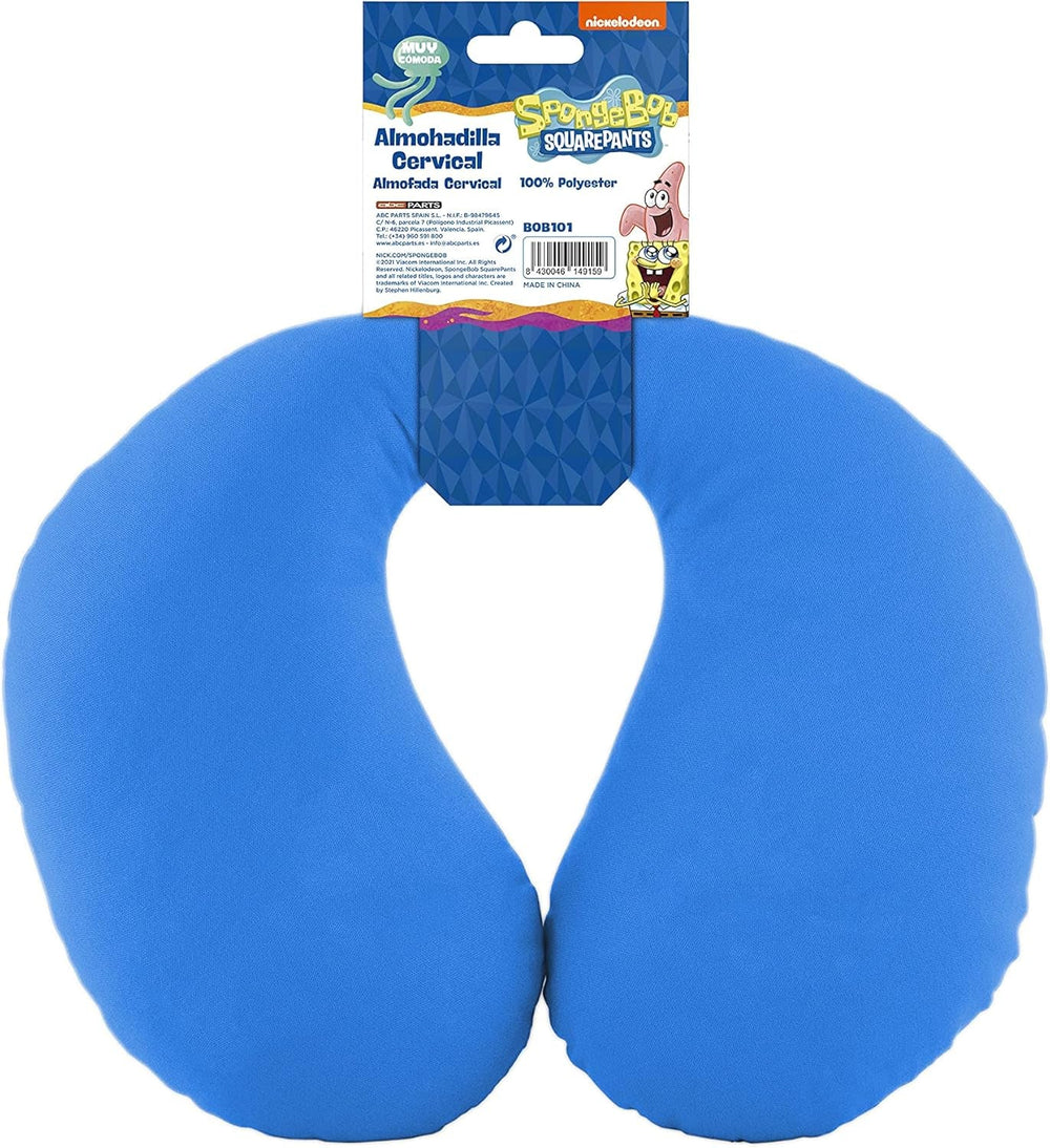 Bob Esponja Oreiller cervical Bob l'éponge pour enfants. Voyage super confortable, oreillers de voyage Naty Shop bleus