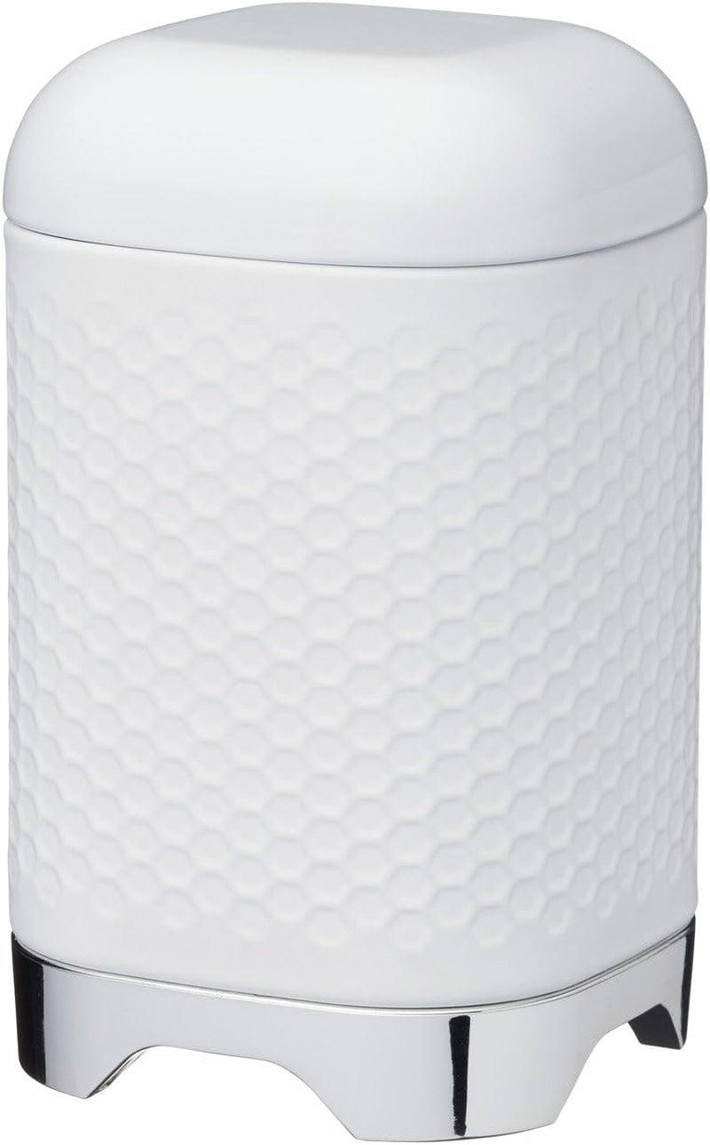 KitchenCraft Lovello Boîte à thé en acier blanc avec surface texturée style années 1950 avec couvercle pour thé en vrac et sachets de thé 11 cm x 11 cm x 19 cm Naty Shop Ice White Food