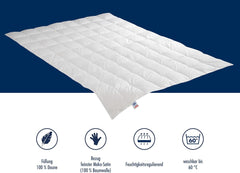 Couette en duvet Irisette Nora Couette d'été légère avec housse 100% coton, garnissage 100% duvet classe I, 135 X 200 cm, certifiée Oeko-Tex, produite selon la norme de qualité allemande Couettes et couettes Naty Shop