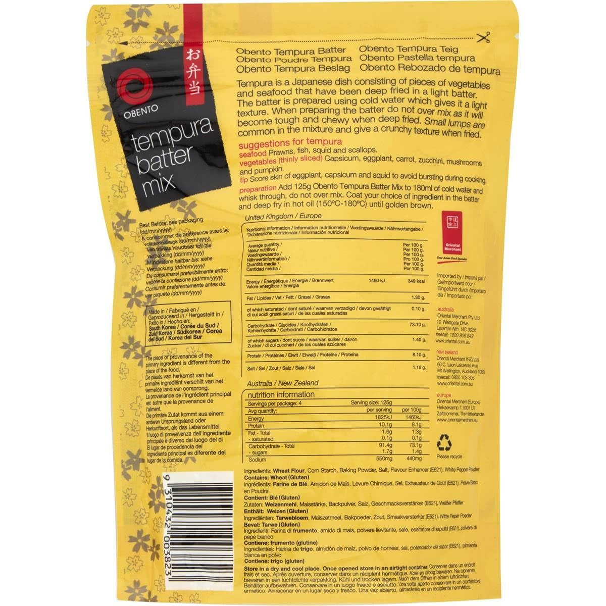 Mélange de pâte Tempura Tempura Back-Frittiermischung, 500 grammes de mélange pour la pâtisserie et la cuisine Naty Shop