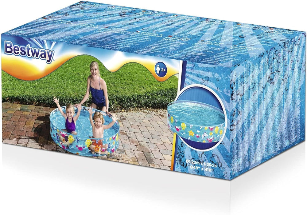 Piscină pentru copii Bestway FillN Fun, Sparking Sea, 122 x 25 cm, BW55028, Multicoloră, 122 x 122 x 25 cm