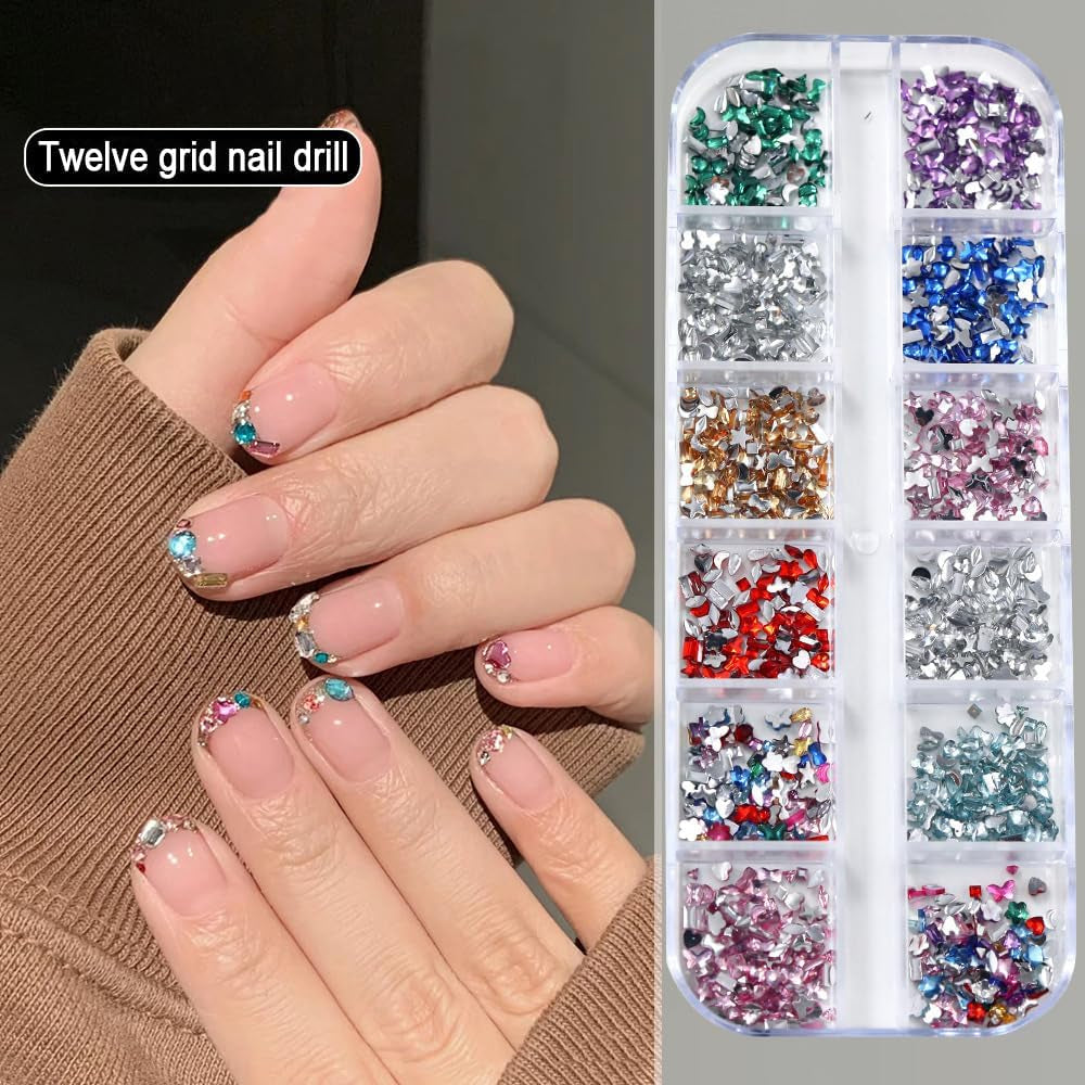 2000Pcs Bunte Strasssteine ​​​​Nägel Glitzersteine ​​​​Nagel Charms Nailart Edelsteine ​​​​Nagel Steine ​​​​Glitzer Steine ​​​​Nagel Charms Nägel Zubehör Kristalle Diamant Nageldesign Strass Nail Art Strass Nail Gems