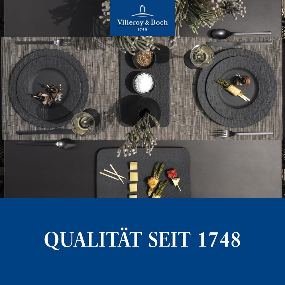 Villeroy & Boch – Manufacture Rock Starter-Set 6 Teilig Schwarz, Spülmaschinenfest, Mikrowellensicher, Geschirr Set Schwarz Matt, Tafelservice, Essgeschirr, Premium Porzellan Vaisselle Naty Shop