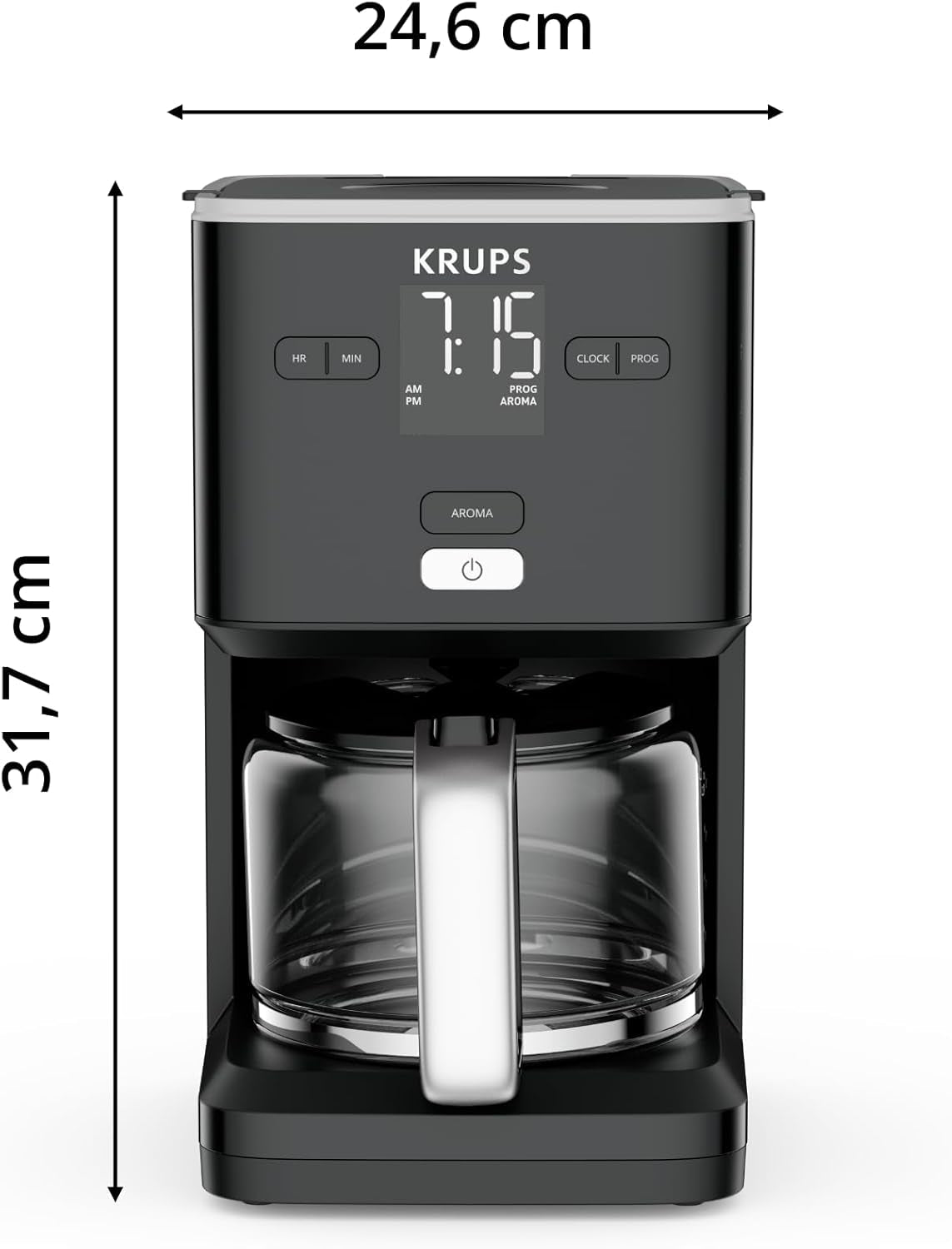 Machine à café Krups Smart'n Light avec minuterie, pour 1,25 litre de café filtre, fonction maintien au chaud, arrêt automatique, noir, KM600810