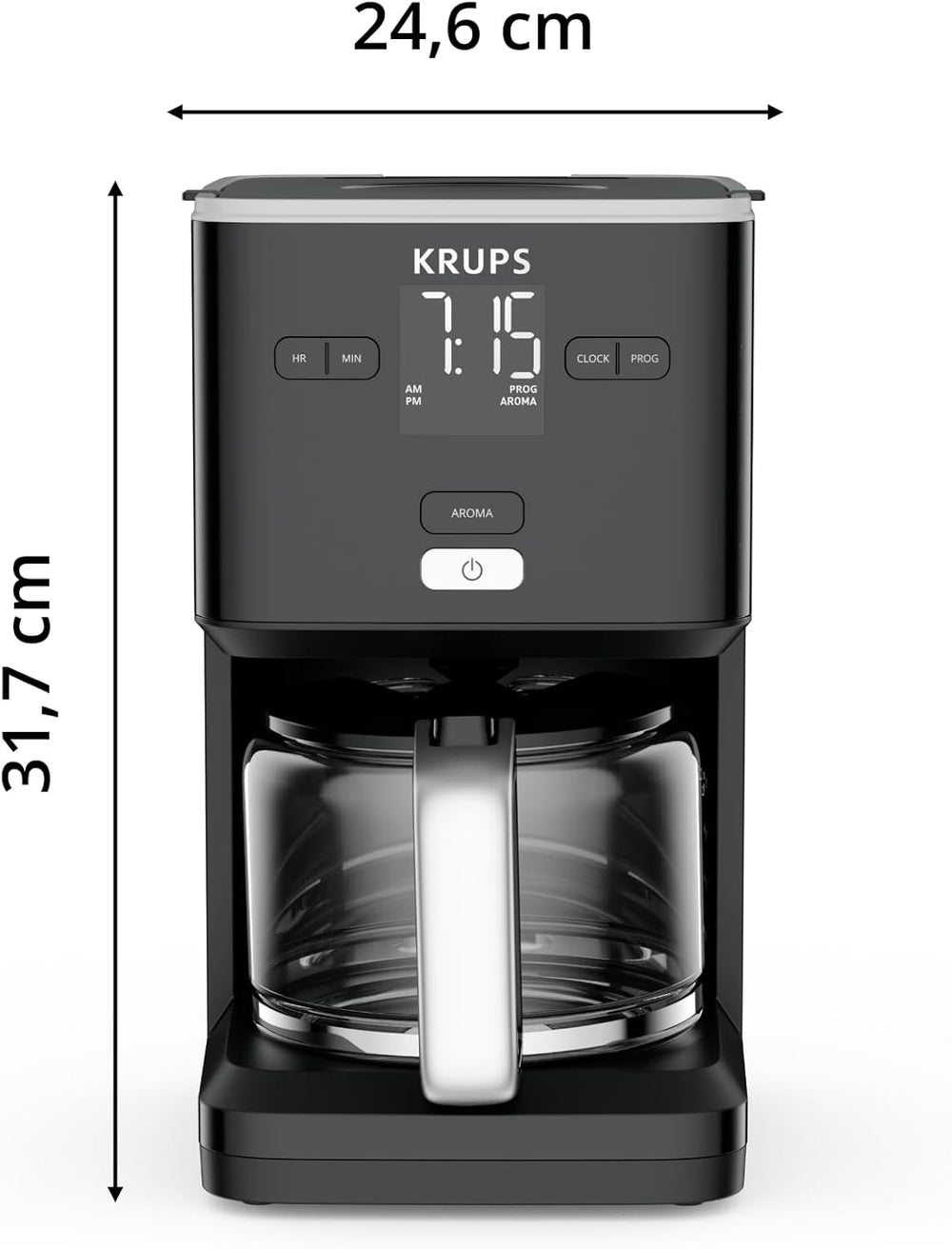 Machine à café Krups Smart'n Light avec minuterie, pour 1,25 litre de café filtre, fonction maintien au chaud, arrêt automatique, noir, KM600810