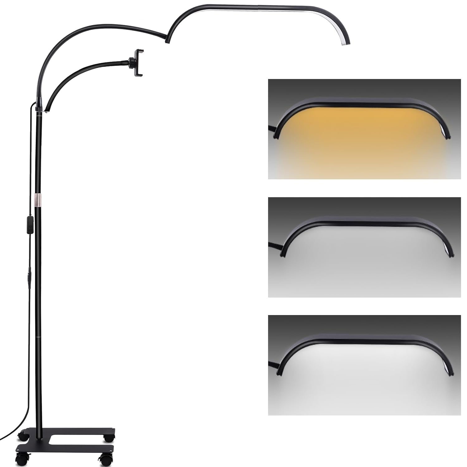 Kalolary Lampadaire, Lash Lumière Pour Extensions De Cils Regglable À 360°, 3000K-6000K Demi-Lune Lamp, Lamp De Beauté (Lampe demi-lune)