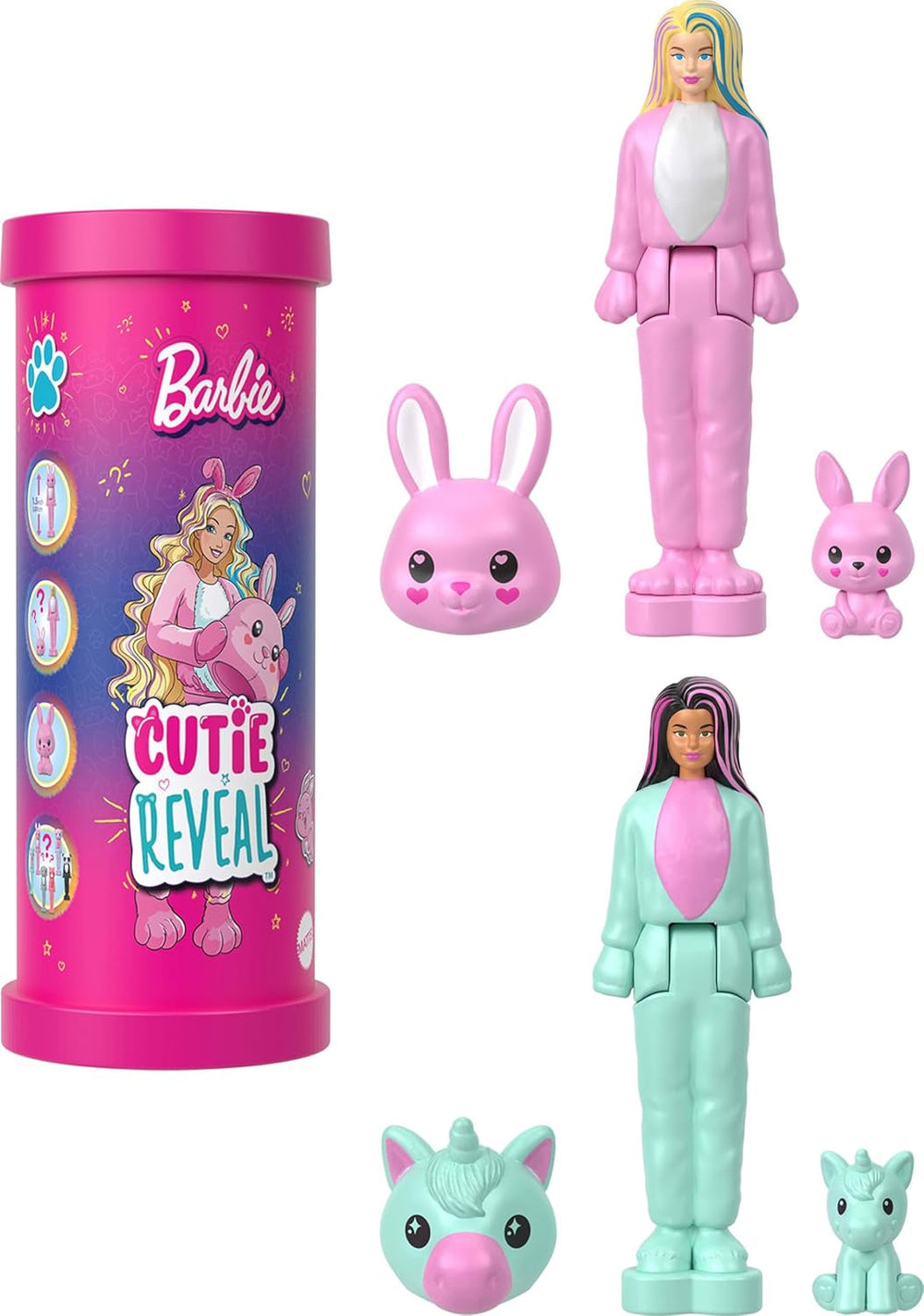 Barbie Mini BarbieLand Reveal-Puppen 5er-Set, ca. 4 cm große Puppen mit Überraschung beim Auspacken, verschiedene Reveals (Stile können abweichen), JCB27