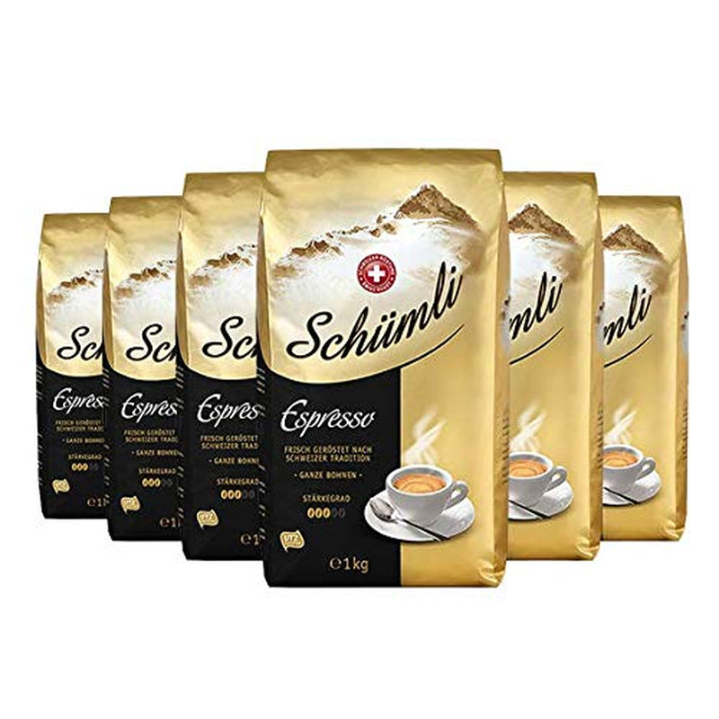 Schümli Espresso en grains 1kg, paquet de 6 (6 x 1000g)