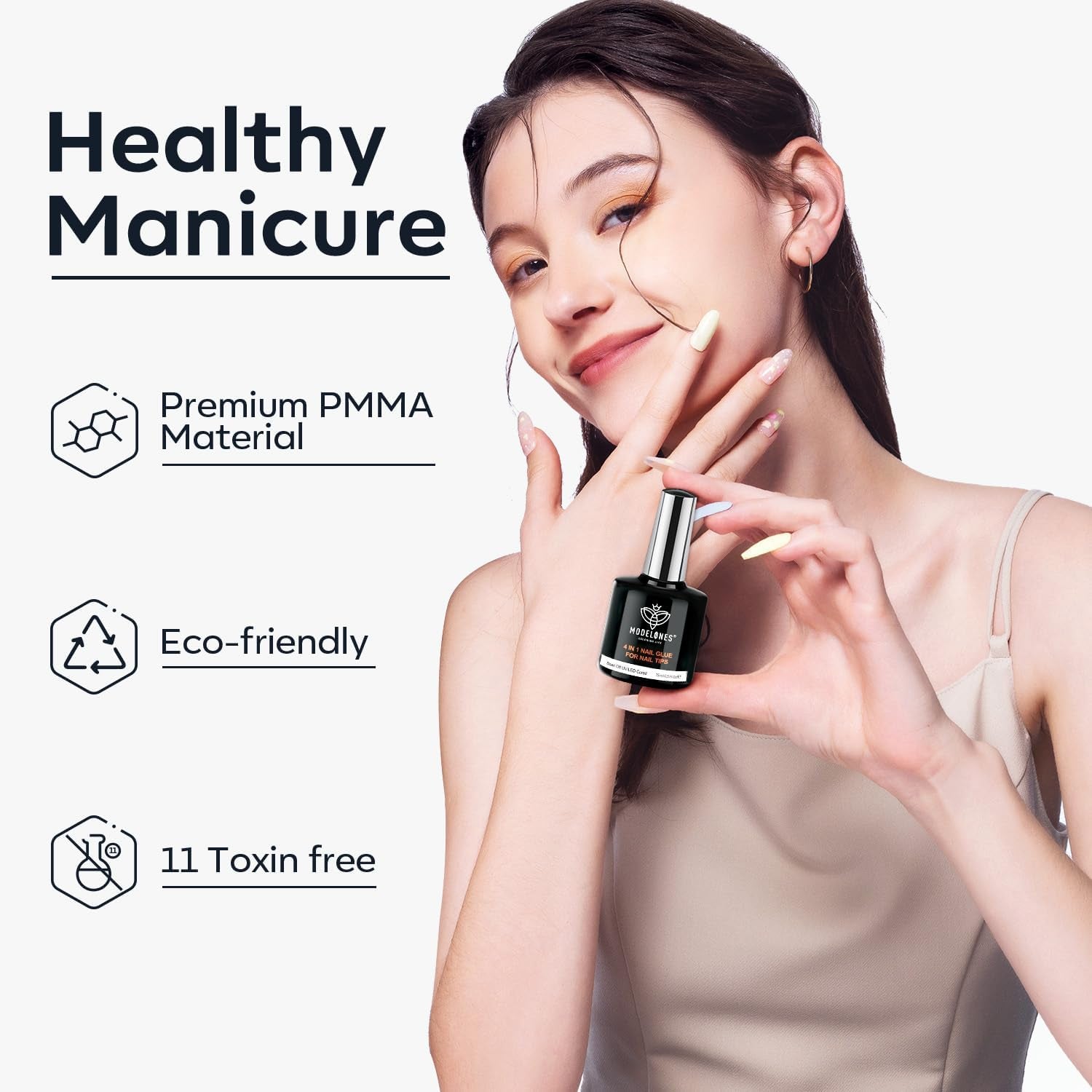 Modelones Kit pentru unghii și gel adeziv 500 buc. Set extensii unghii cu gel adeziv Kit unghii cu gel, adeziv unghii și mini lampă unghii acoperire completă vârfuri unghii presă pe Nail Art Studio Salon DIY