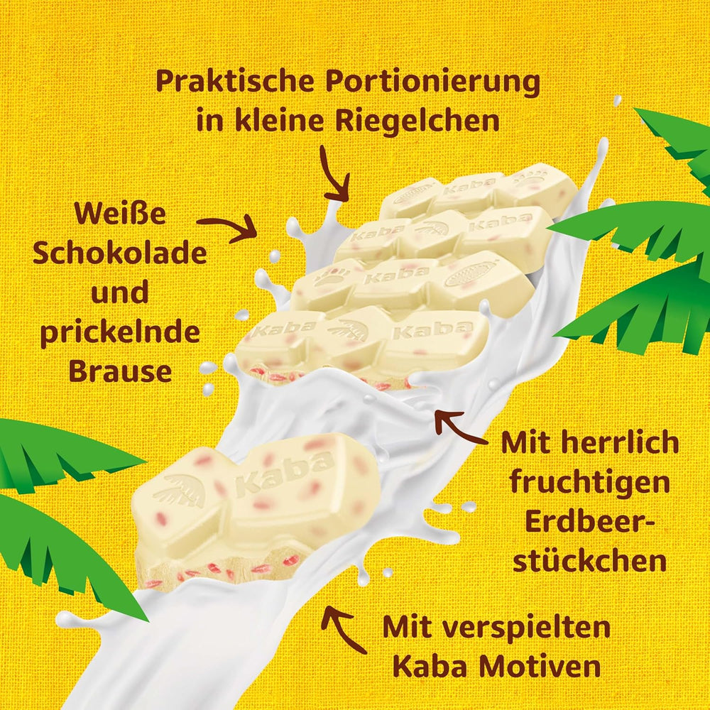 Kaba Chocolat Blanc au Goût Fraise et Bonbons Effervescents, Barre de Chocolat, Barre 85g, Chocolat Blanc au Goût Fruité Fraise et Bonbons Effervescents au Goût Original Kaba (Pack de 3)