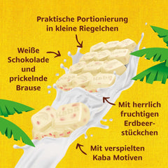 Kaba Chocolat Blanc au Goût Fraise et Bonbons Effervescents, Barre de Chocolat, Barre 85g, Chocolat Blanc au Goût Fruité Fraise et Bonbons Effervescents au Goût Original Kaba (Pack de 3)