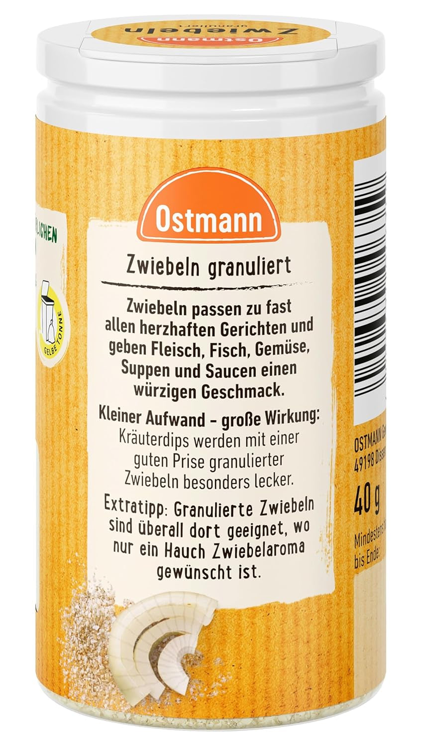 Ostmann Gewürze - Granular Zwiebeln | Zwiebelpulver zum Würzen herzhafter Gerichte | 40 g en dose recyclée