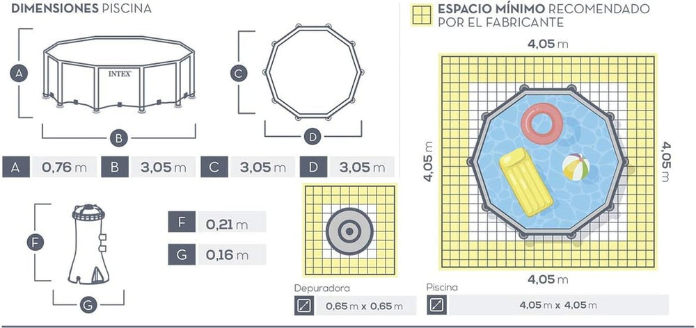 Piscină cu cadru metalic de 3 m x 76 cm cu pompă de filtrare, 4.485 litri, albastră, 305 x 76 cm, 28202UK