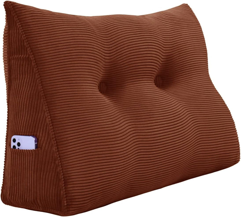 Pernă Johnear cu pană, pernă de citit pentru pat și canapea, pernă pentru spătar, pernă pentru tăblie, pernă lombară triunghiulară mare (gri, 45 cm)