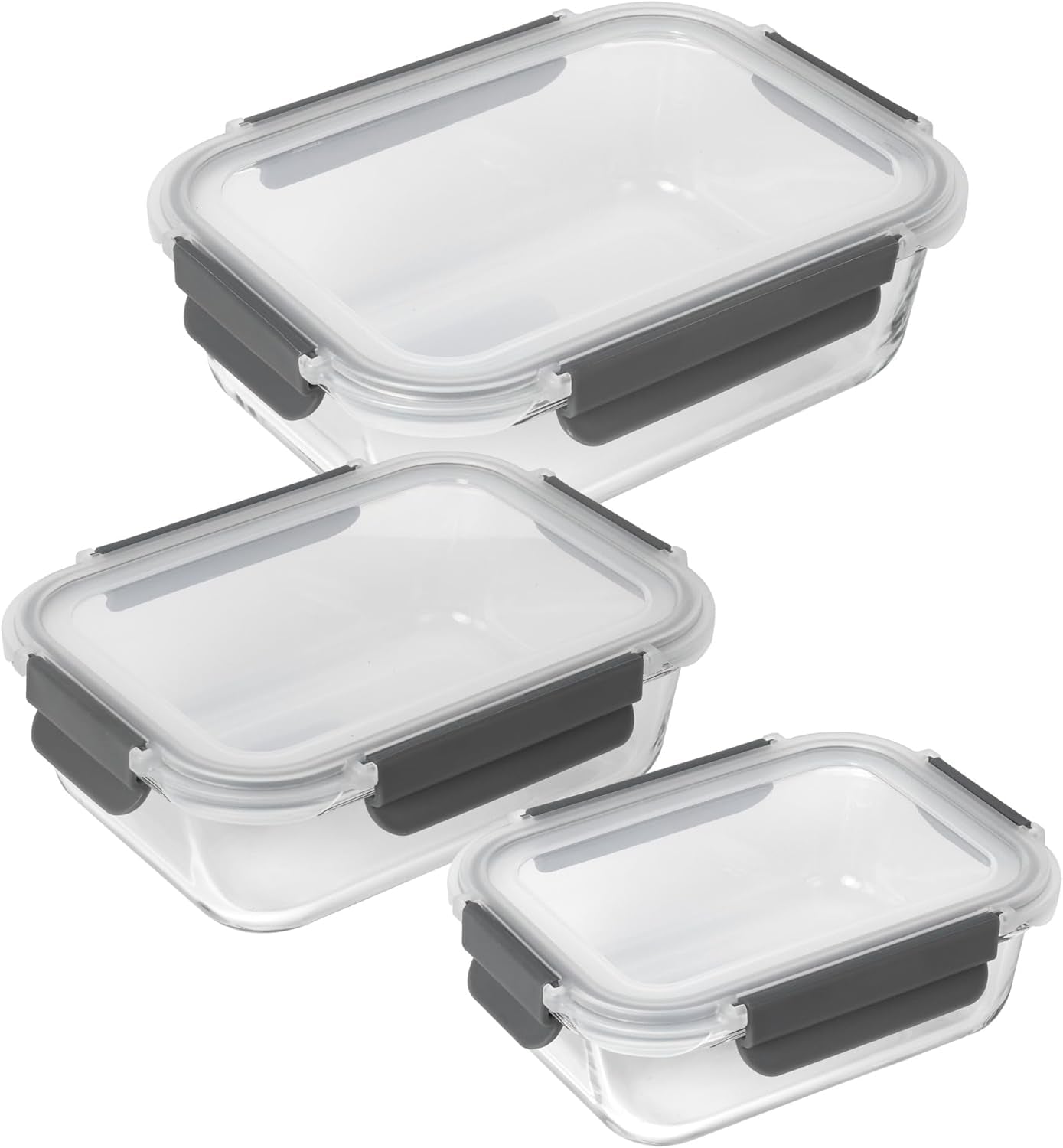 KUHN RIKON 24031 Bocal en verre, verre, transparent Boîtes de conservation alimentaire Naty Shop Set 0,64 L/1,05 L/1,52 L